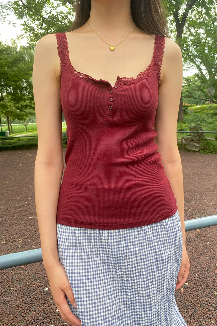Amaya Lace Tank | Burgundy / XS/S