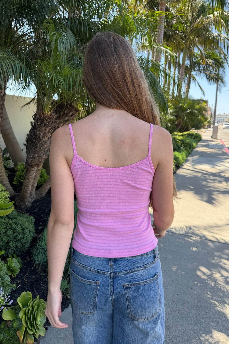 Skylar Striped Tank | Bubblegum Pink and Pink Stripe / XS/S