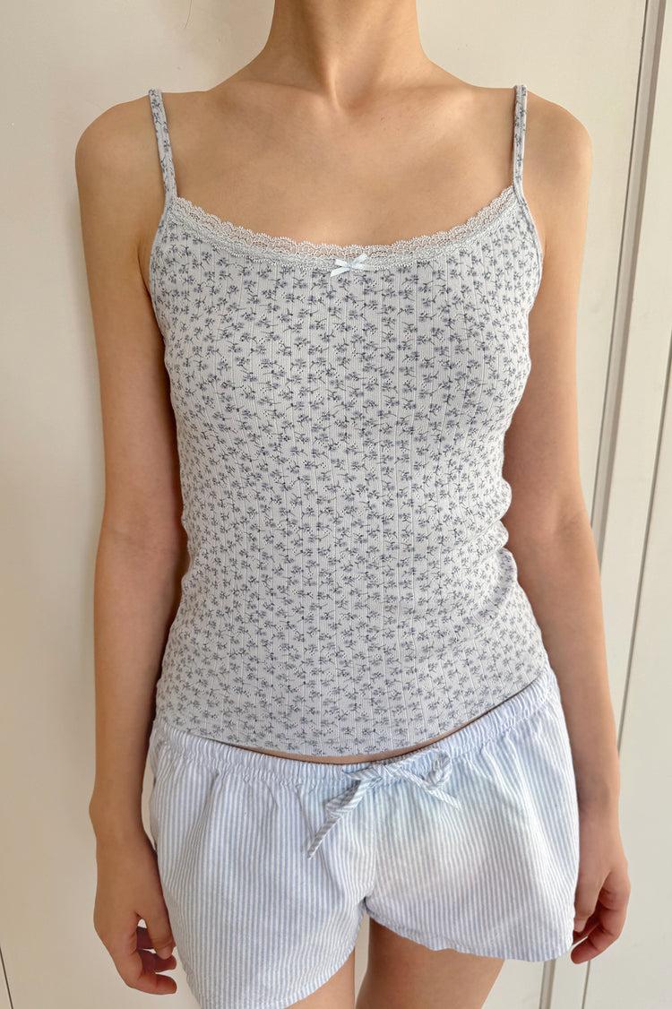 Skylar Floral Lace Tank | Light Blue with Blue Floral