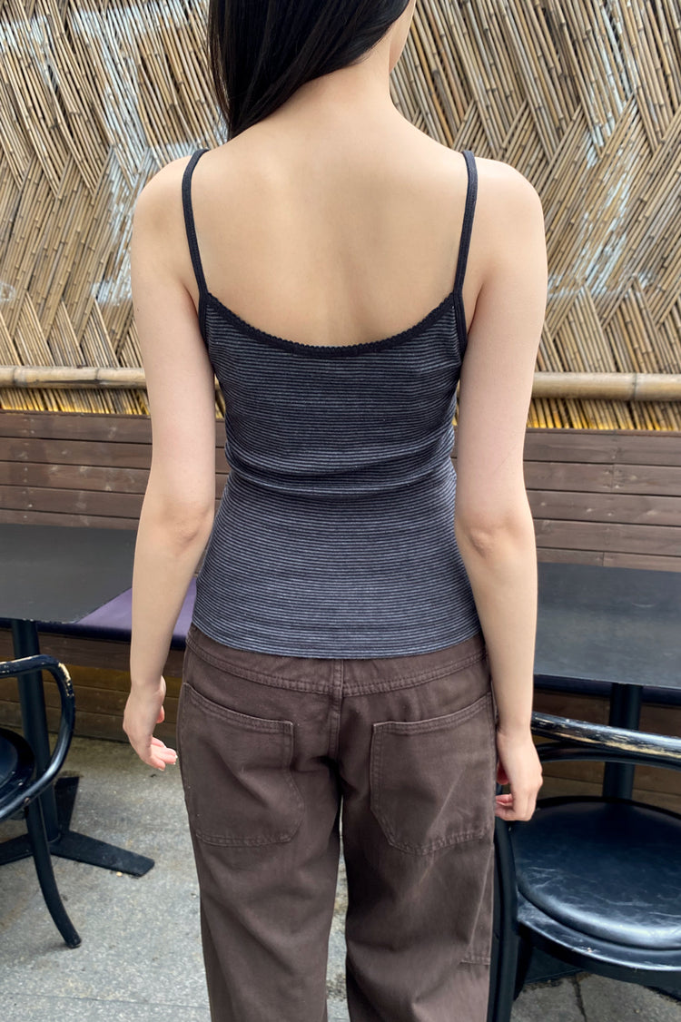 Skylar Striped Tank | Black and Dark Grey Stripe / XS/S
