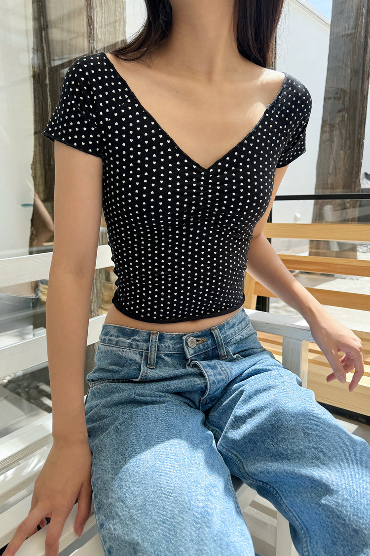 Gina Heart Top | Black White Heart