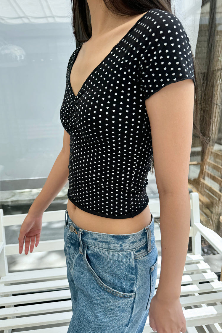 Gina Heart Top | Black White Heart