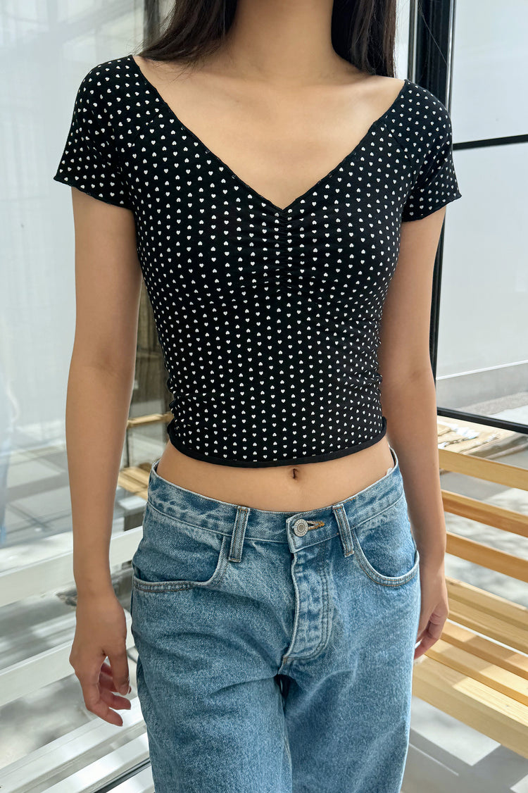 Gina Heart Top | Black White Heart