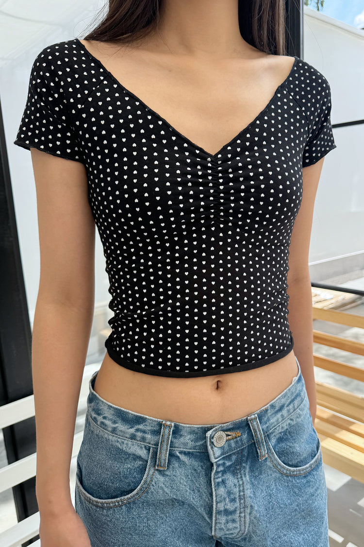 Gina Heart Top | Black White Heart