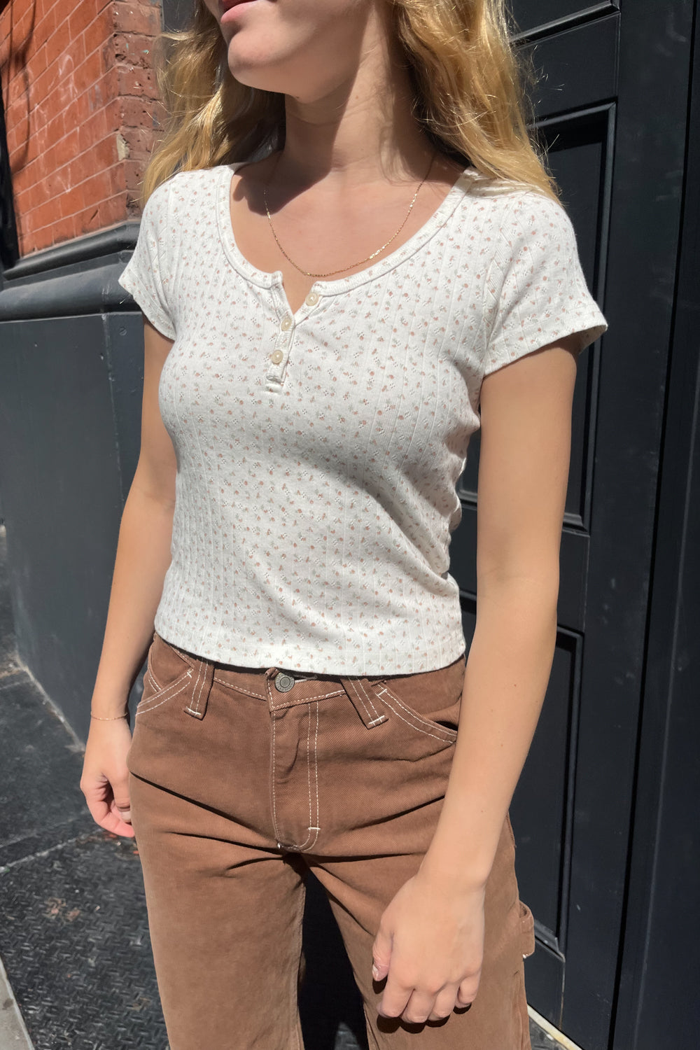 brandy melville lavender flower shirt Zelly Floral Top