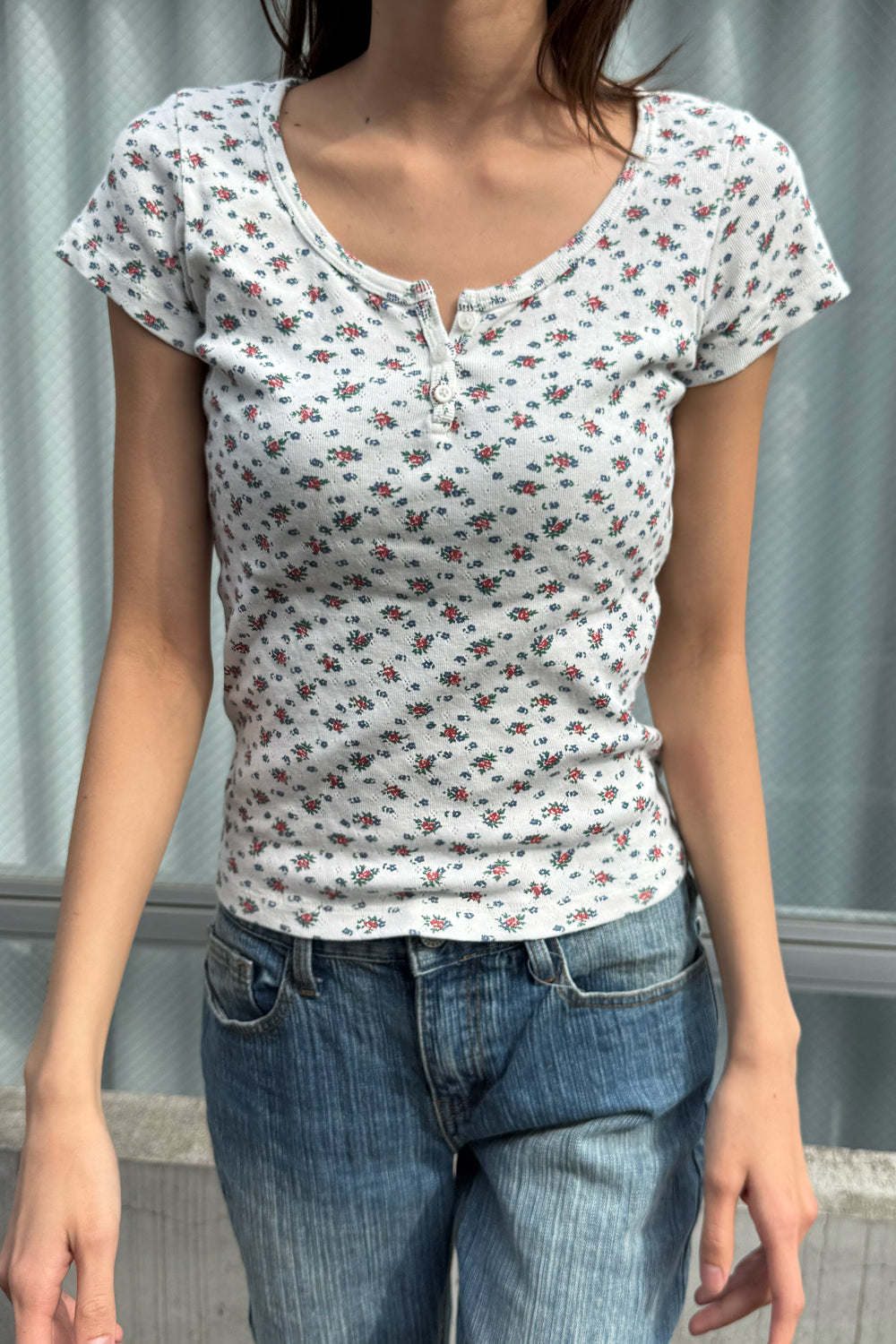 BRANDY MELVILLE ネイビー・ドット 半袖シャツ 半袖 – Brandy Melville Online Japan