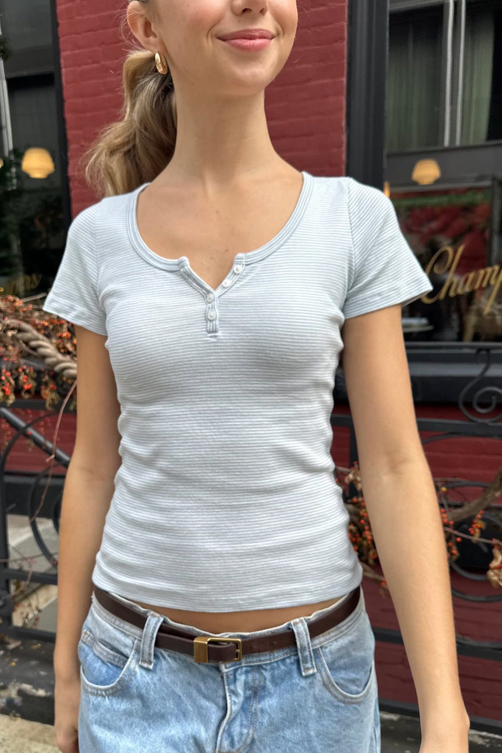 ★ason★ CANDY STRIPE T BEIGE P0000BSM000A Zelly Stripe Top – Brandy Melville Online Japan