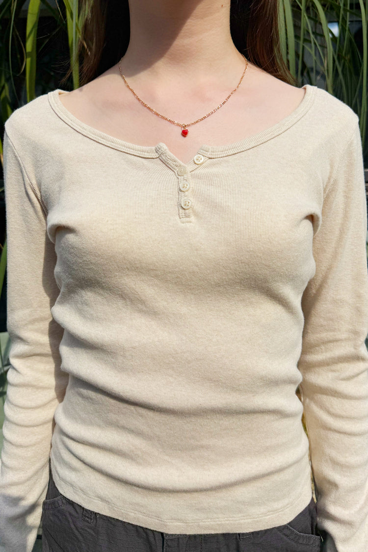 Zelly Long Sleeve Top | Beige / XS/S