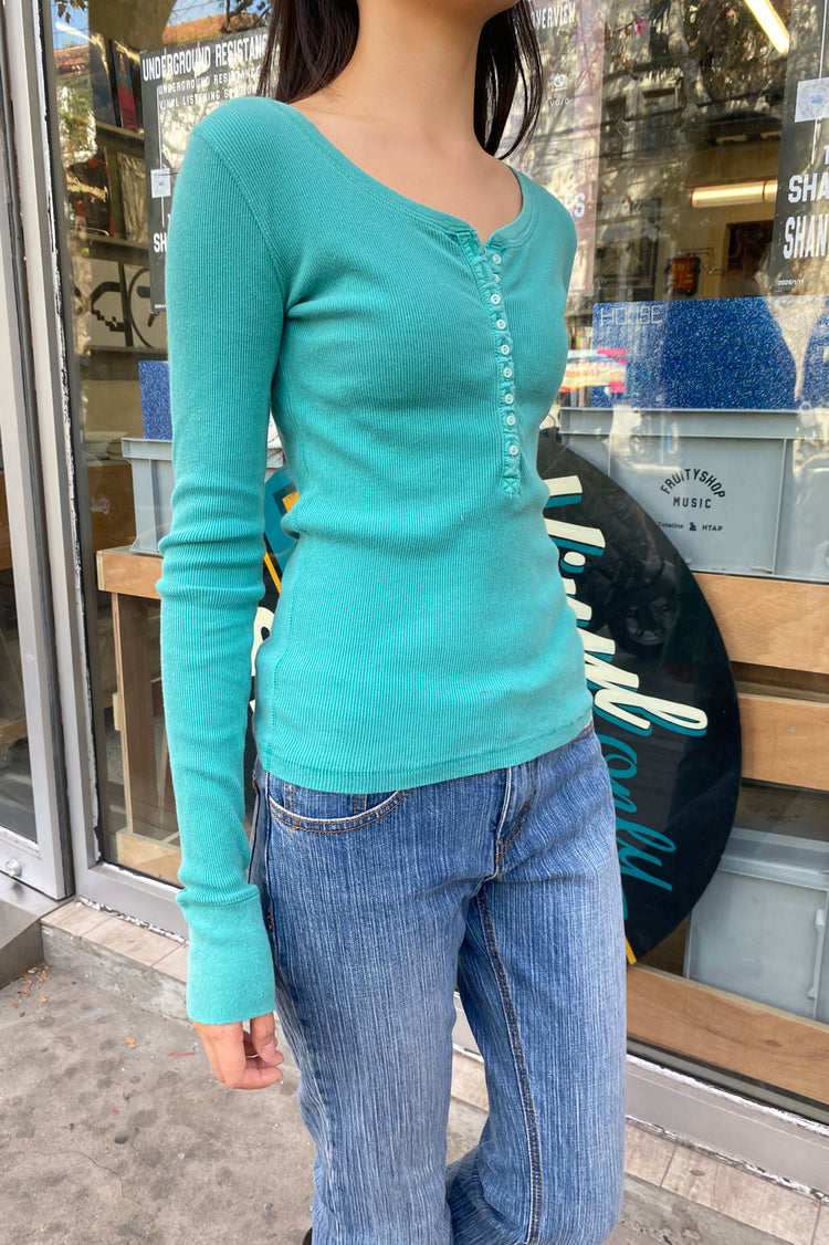Zelly Ribbed Top | Seafoam Teal / XS/S