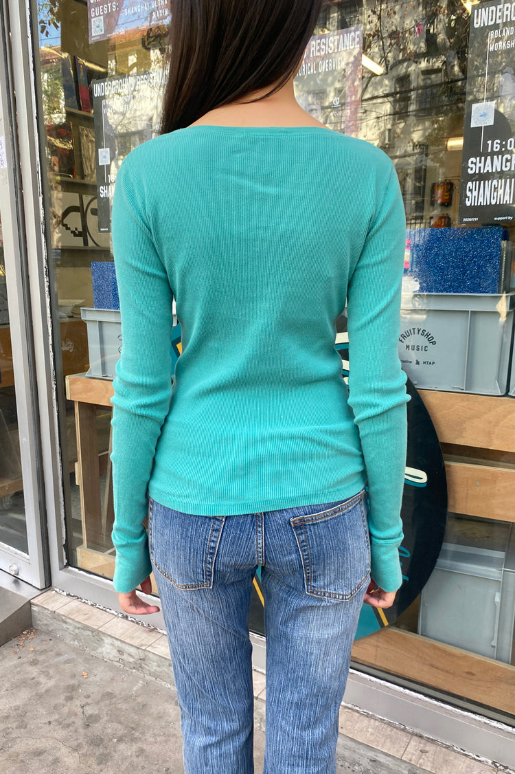 Zelly Ribbed Top | Seafoam Teal / XS/S