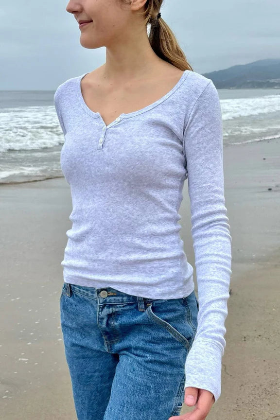Zelly Long Sleeve Top | Heather Grey