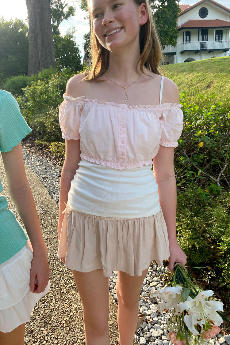 Mira Button Top | Light Pink / XS/S