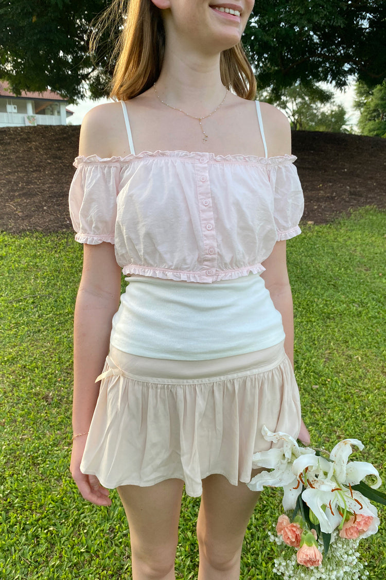 Mira Button Top | Light Pink / XS/S