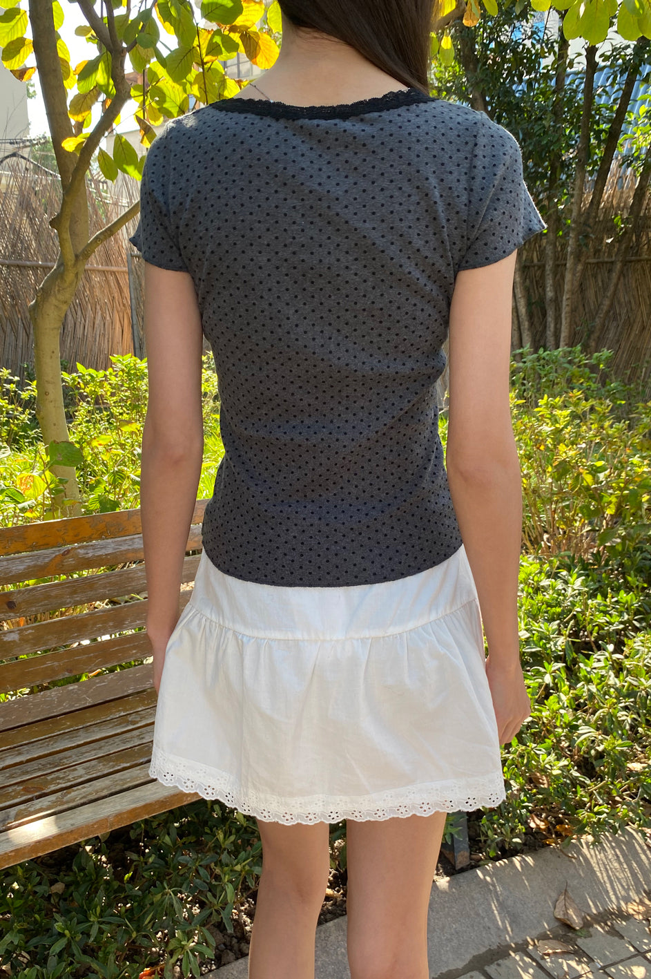 McKenna Polka Dots Top | Dark Grey Black Polka Dots / XS/S