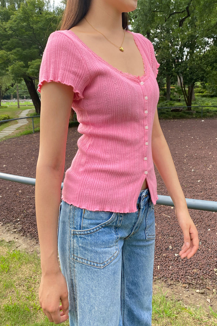 Zelly Eyelet Top | Bubblegum Pink / XS/S