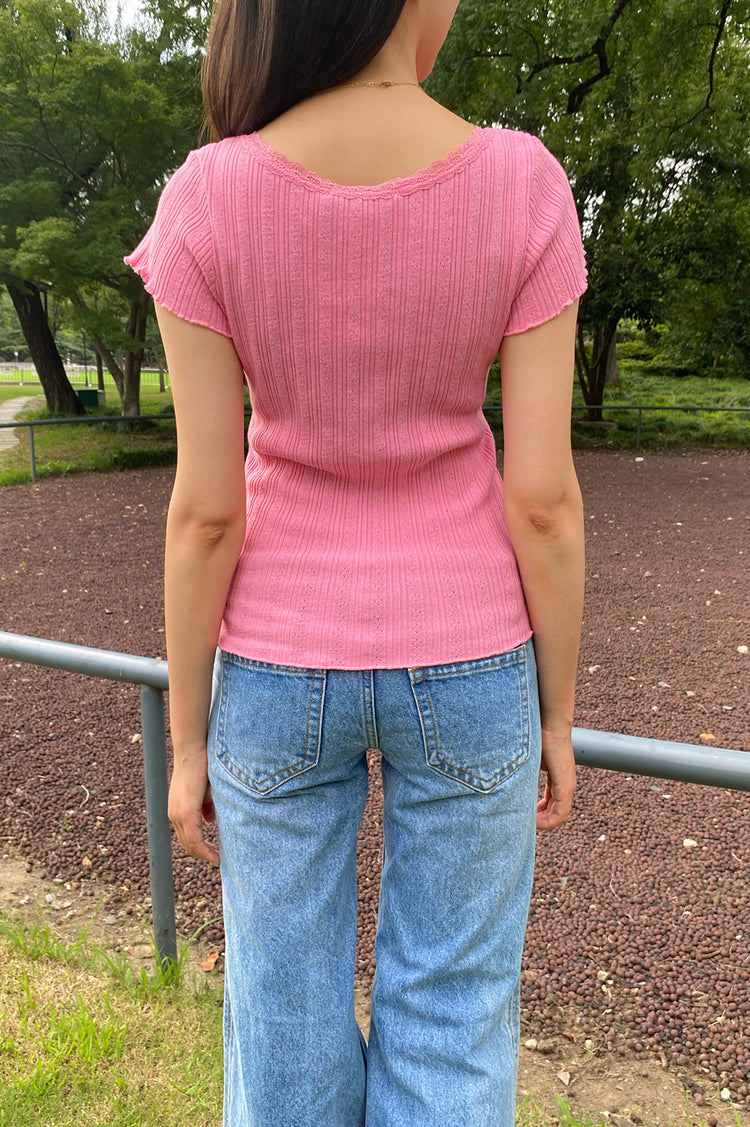 Zelly Eyelet Top | Bubblegum Pink / XS/S