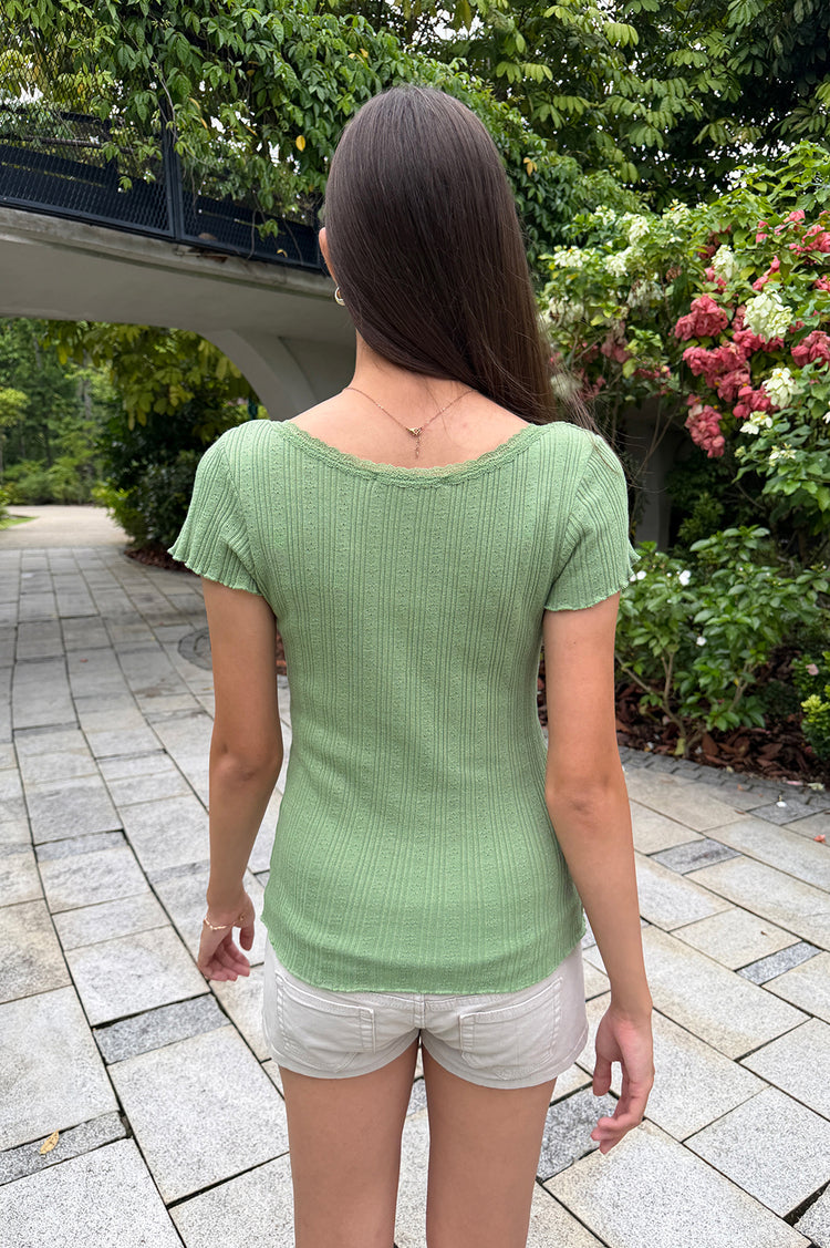 Zelly Eyelet Top | Green / XS/S
