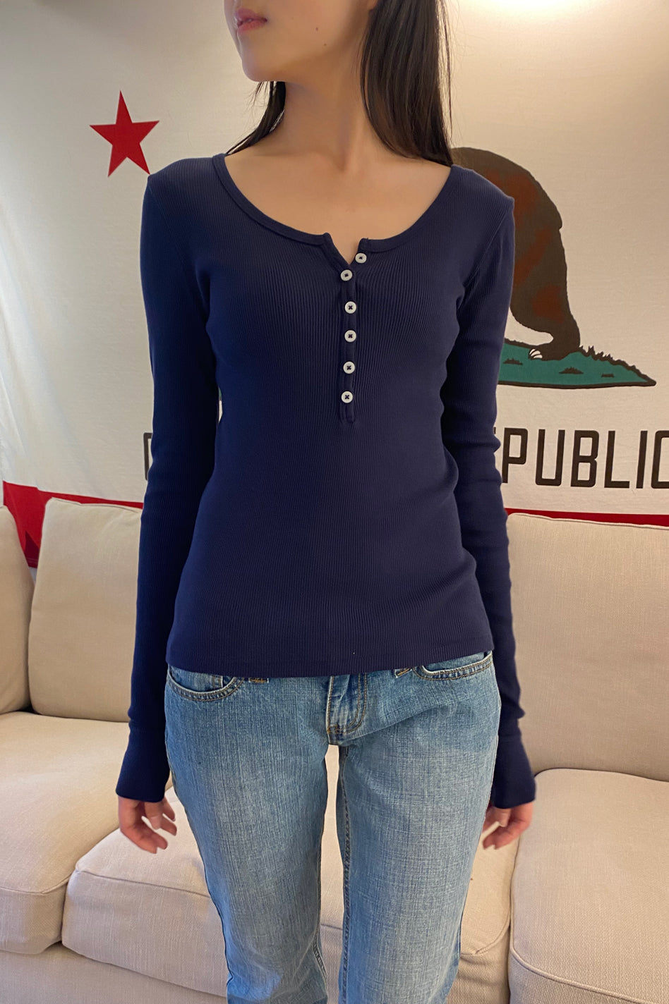 Zelly Long Sleeve Top | Navy Blue / XS/S