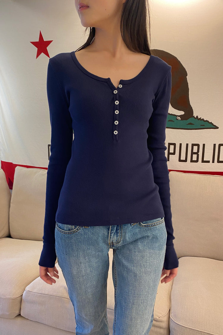 Zelly Long Sleeve Top | Navy Blue / XS/S