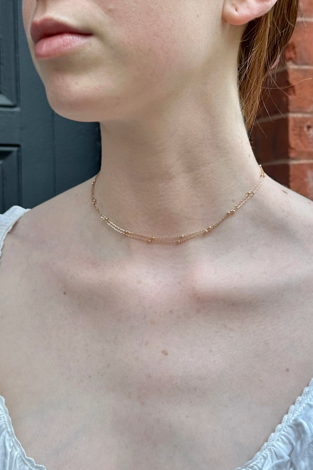 Double Chain Bead Necklace | 