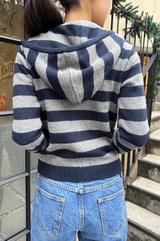 Alana Wool Stripe Zip Up Sweater