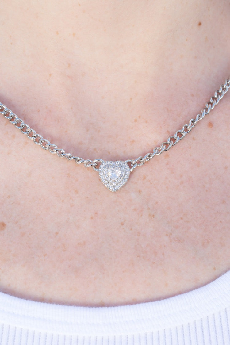 Rhinestone Heart Necklace Brandy Melville Online Japan