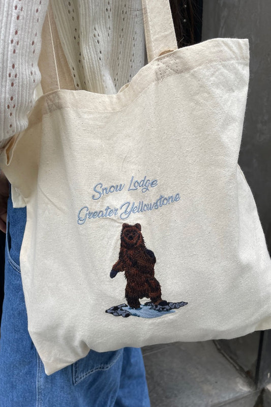 Snow Lodge Greater Yellowstone Bear Tote Bag