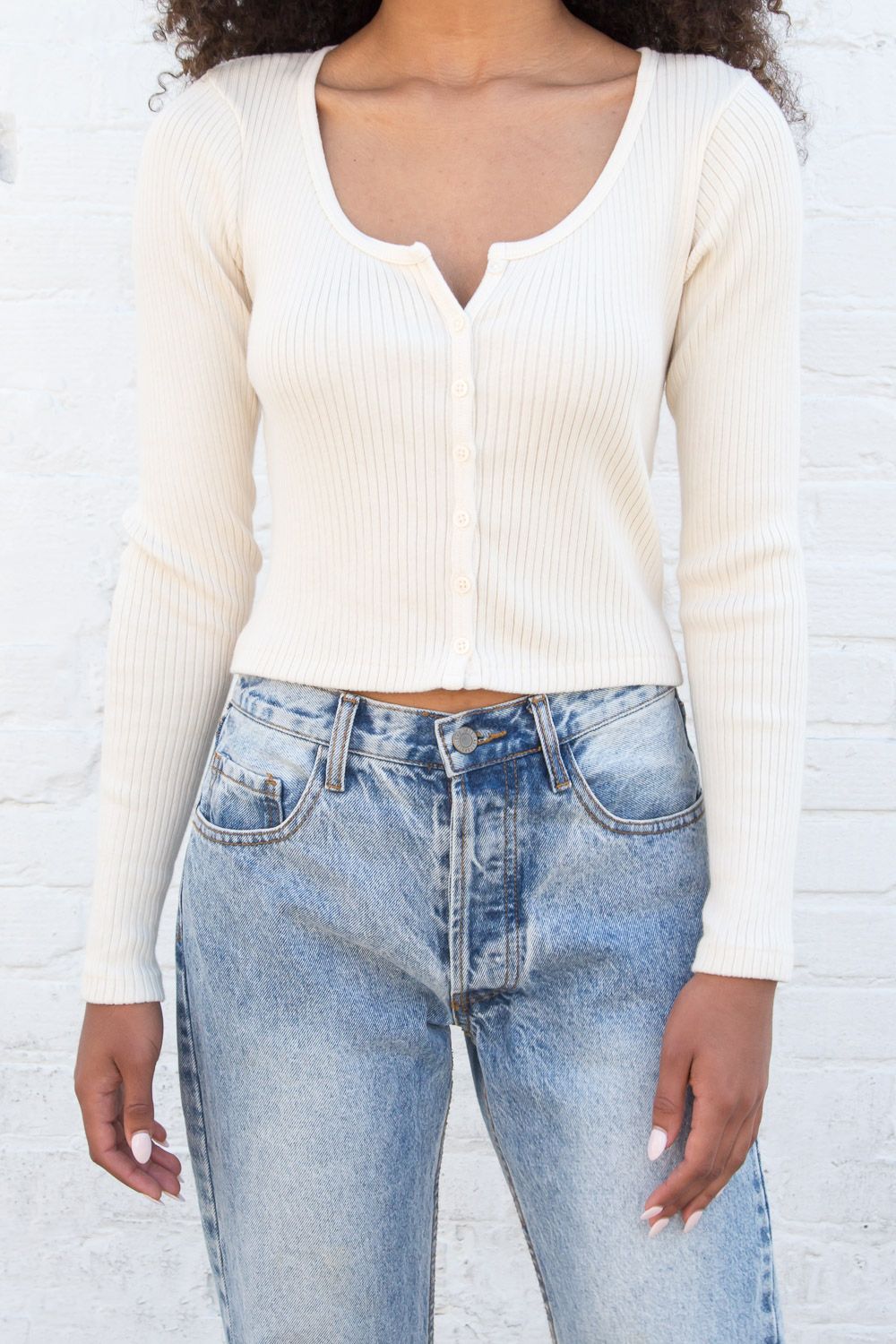 Brandy Melville, Tops, Brandy Melville Light Beige Ribbed Zelly Top Nwt