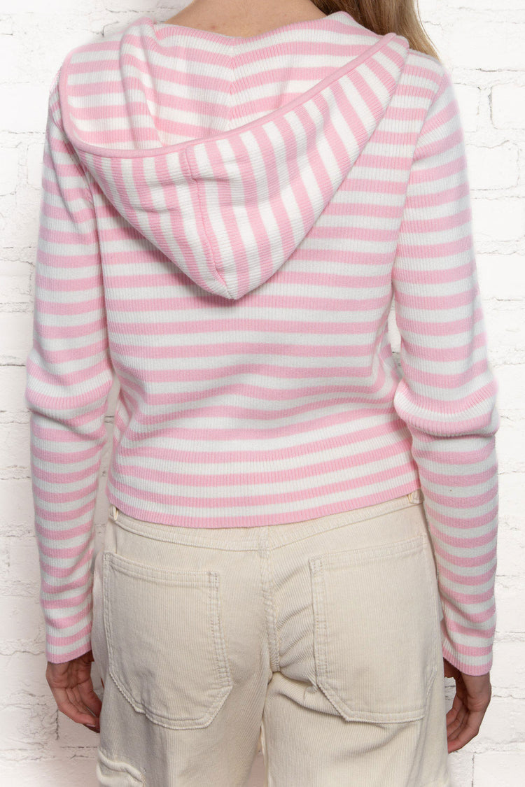 Arden Stripe Hoodie | Light Pink and White Stripes 