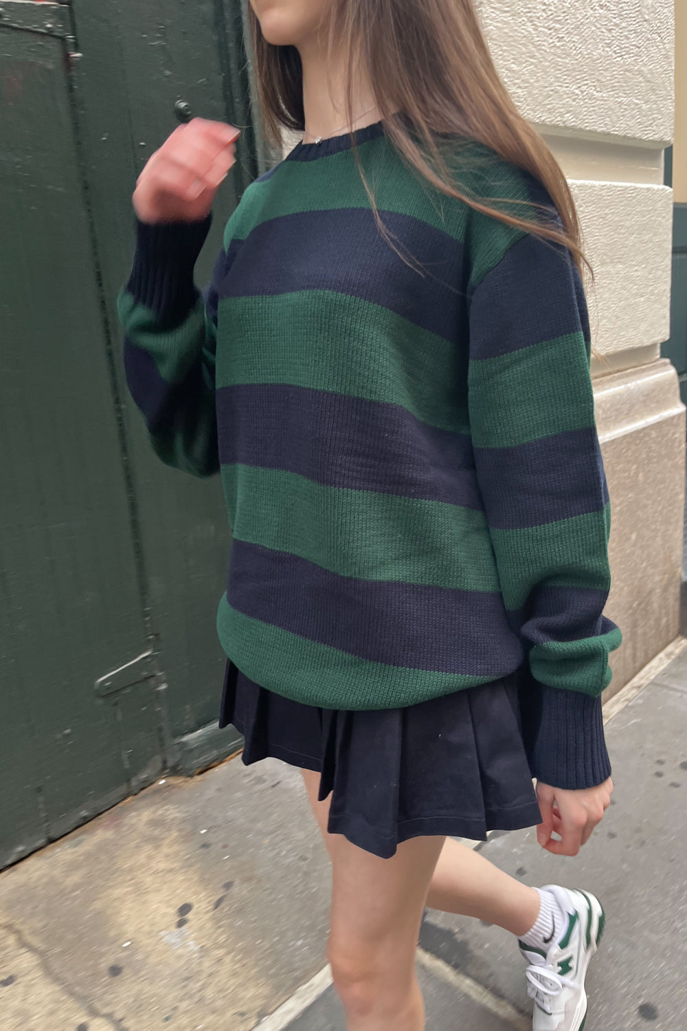 Brianna Sweater Brandy Melville Green Blue And Green Striped