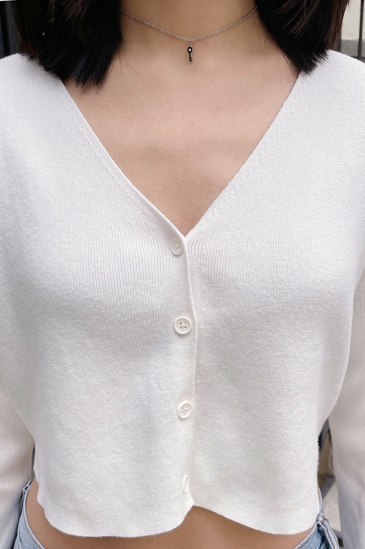 BRANDY MELVILLE WHITE Athelia Knit Top £14.99 - PicClick UK