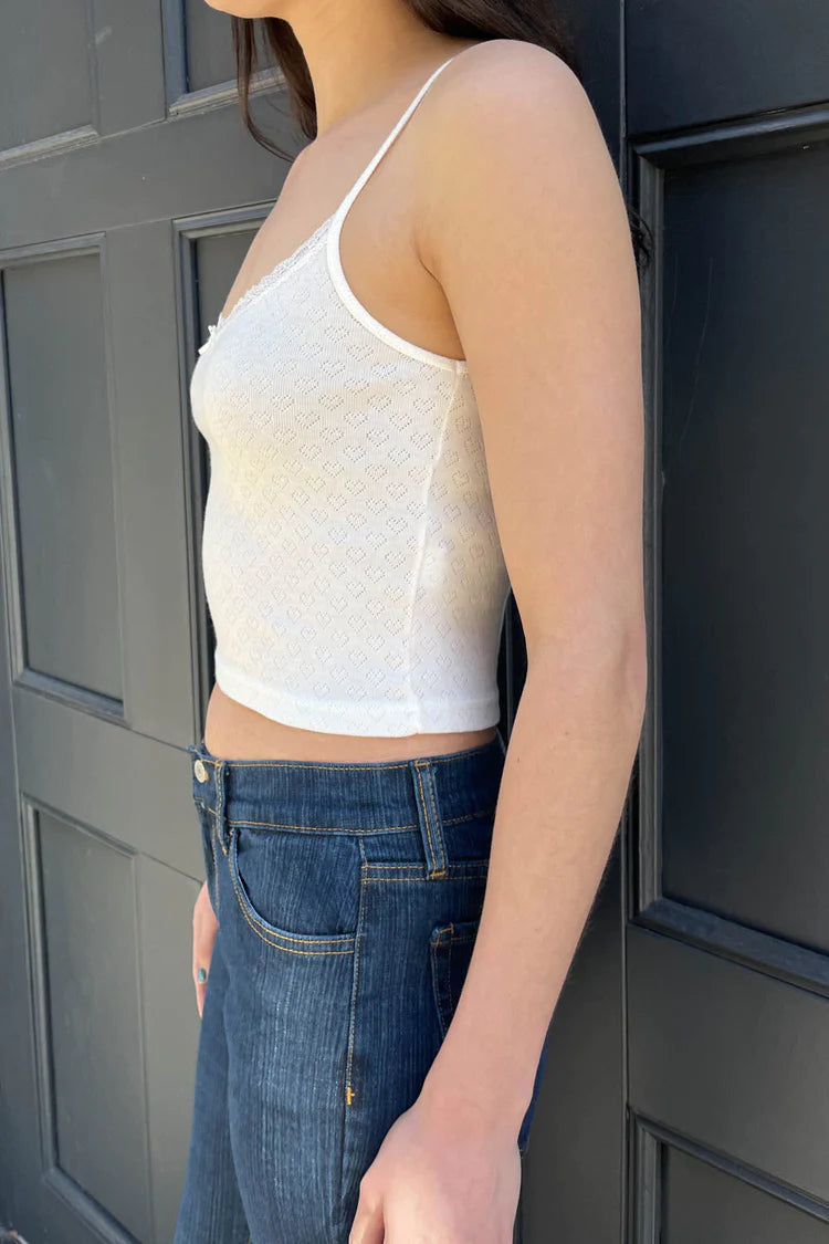 Skylar Lace Eyelet Tank | White / XS/S